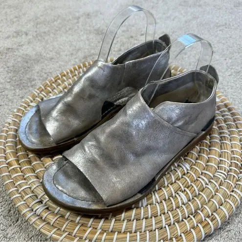 A.S.98 Women’s Reiley Leather Sandal Flat Peeptoe in Silver 38/US 7.5