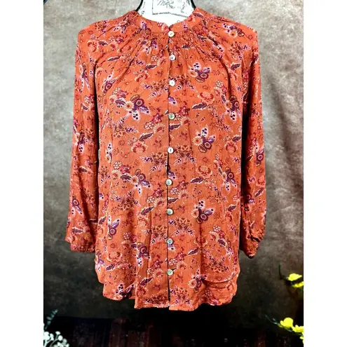 Mason & Belle Button & Loop Closure Tunic Rustic Floral size S