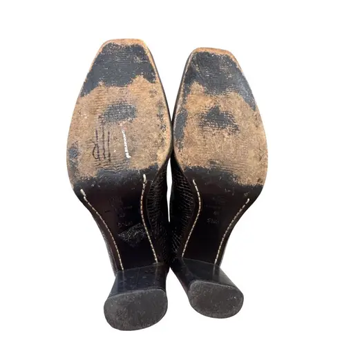 via spiga Italian Leather Brown Snakeskin Knee-High Riding Boots Womens 5.5M SKU