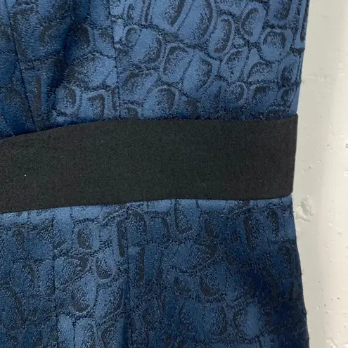 Jay Godfrey Womens Sheath Dress Geometric Strap Cocktail Party Blue Black Size 8