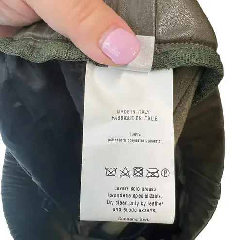 Ottod'Ame Military Green Faux Leather Jogger Pants Size 46 / US 10