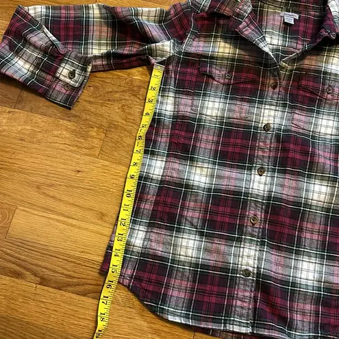 Carhartt  Long Sleeve Button down Red White Green Flannel Women’s Size XS