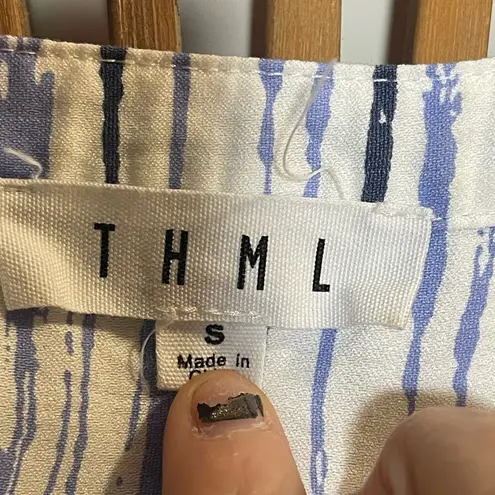 THML Women’s White Striped Tank Top with Colorful Embroidery Preppy Bohemian SzS