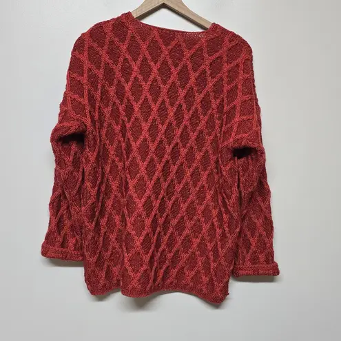 Quill's Woollen Market Wool Nordic Grandmacore Cardigan Sweater Size L Ireland Red Size L