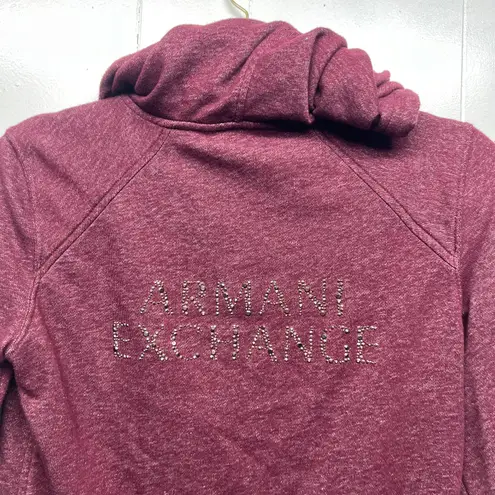 Armani Exchange  Burgundy Full Zip Hooded Women's Sweatshirt Size Small