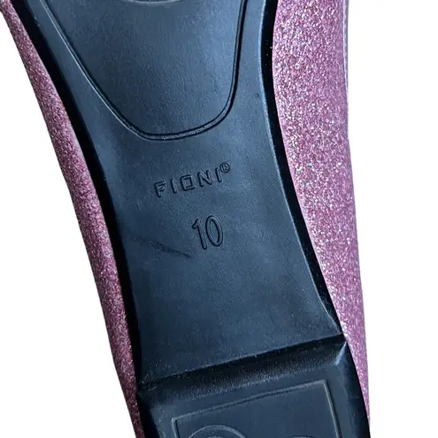 Fioni Pink Glitter Bow Peep Toe Flats Size 10