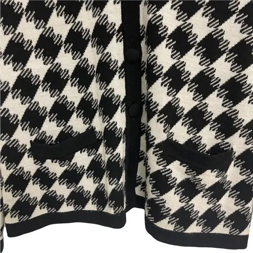 Pendleton Petite 100% Merino Wool Cardigan Buttons Pockets Houndstooth Medium