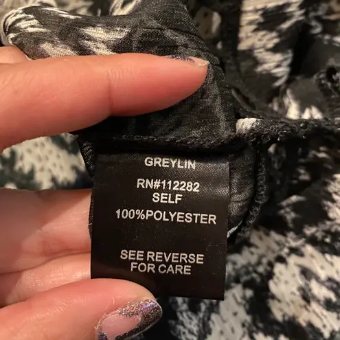 Greylin sheer chiffon fair isle peasant blouse