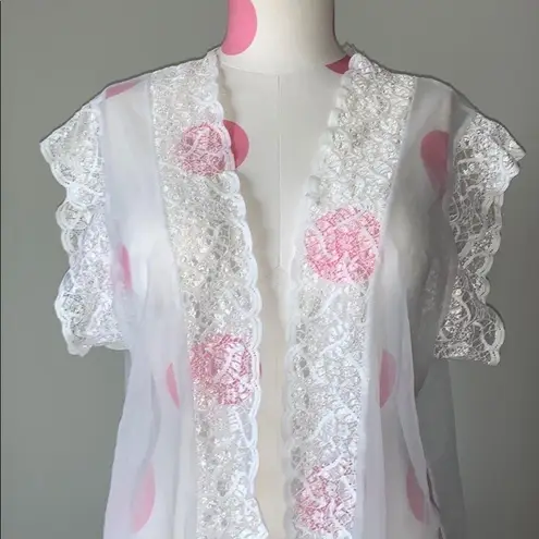 Angelic Mesh and Lace Kimono Robe White Size L