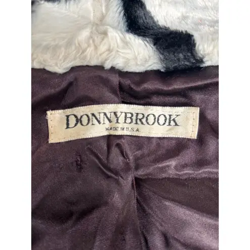 Vintage Donnybrook Faces Black White Faux Fur Coat Oversized Medium Art To Wear