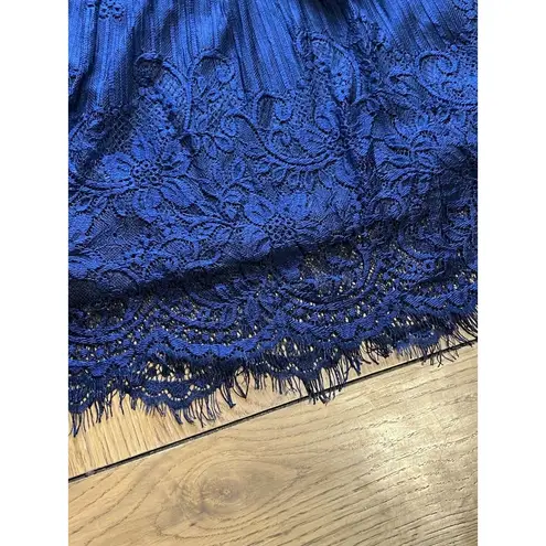 Suzanne Betro Navy Blue Lace Bodice Pleated Dress Women's Size XL - NWT $100