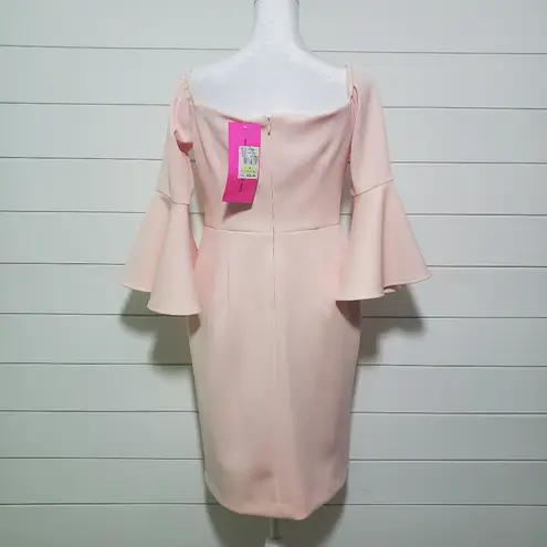 Betsey Johnson Betsey‎ Johnson Women's Pink Off-Shoulder Bell Sleeve Sheath Dress. Size: 4