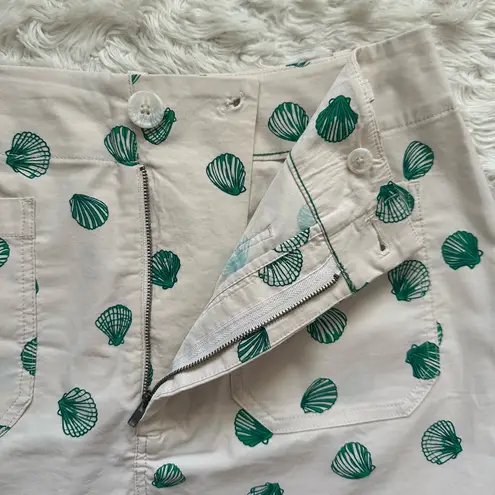 Anthropologie  Maeve Skirt The Colette Mini Shells Seashells Cream Green Sz M
