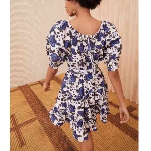 Ulla Johnson NWT Celia Blue Dress Lapis Floral Print Mini Puff Sleeve