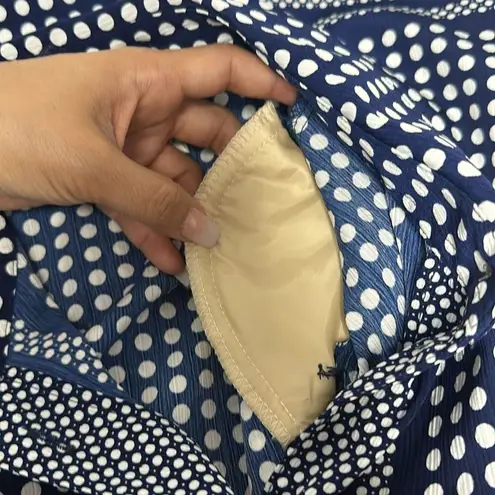 Allison Daley 3/4 Sleeves Button Up Shirt Women's Polka Dot Dark Blouse Sz 14