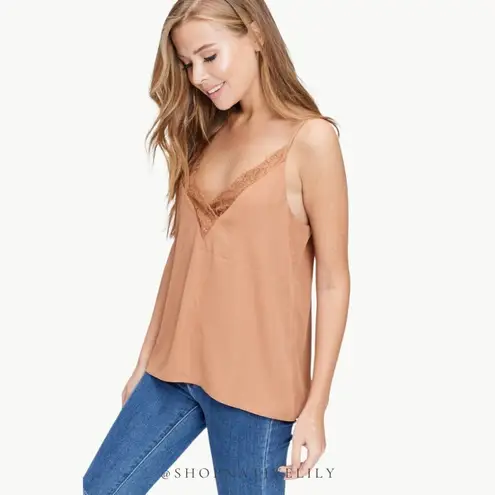 White Birch NWT Women's Lace V-Neck Adjustable Tank Top Sz Medium, Rust Orange