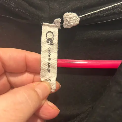 Cable & Gauge Cable Gauge Black Cowl Neck Long Sleeve Textured Knit Top Women's L Viscose