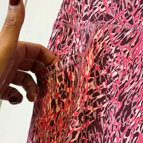 Avia Womens Activewear Leggings Pink Animal Print Stretch Workout Pants S #