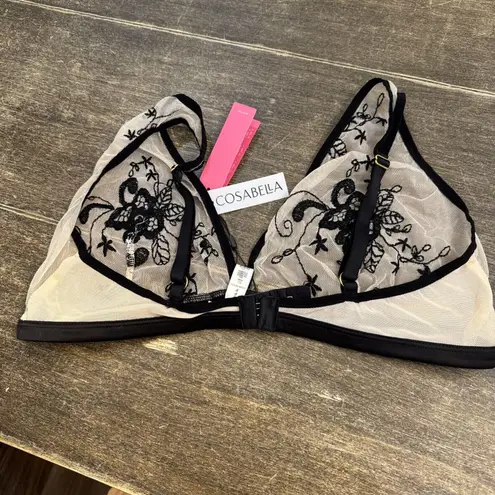 Cosabella Savona Triangle Bralette Mesh Embroidered Floral Size Small