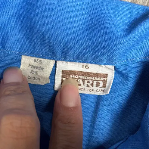 Montgomery ward VTG pearl snap button ranchwear dress shirt 16 Blue