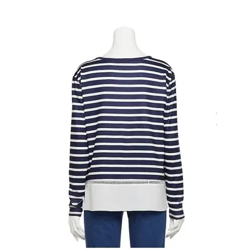 Cathy Daniels  Size XL Women’s Mock Layer Blue White Stripe Top Poly Blend NWT ￼￼