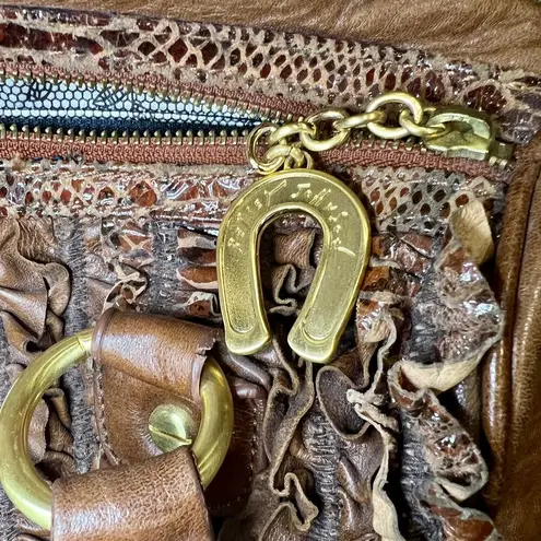 Betsey Johnson  Vintage Leather Ruffle Top Handle Bag