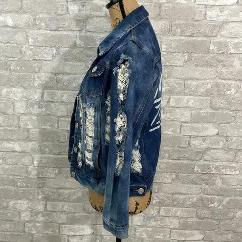 Thrill Denim Distressed Always 100 Jean Jacket Blue Size M