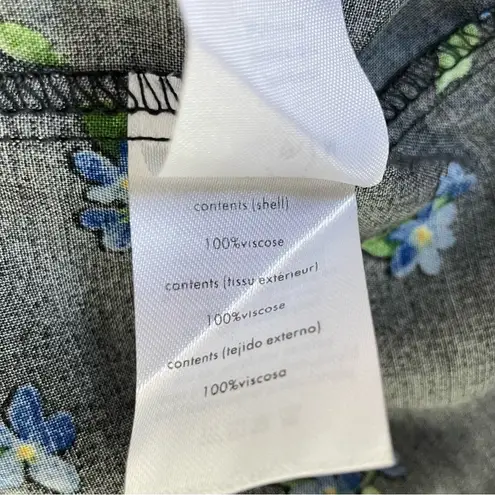 We Wore What New Floral Ruffle V-Neck Long Sleeve Blouse Black Blue Size Medium