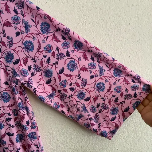 Ellen Tracy Women's 3/4-Sleeve Long Nightgown Pink Floral Print and Ruffle Hem L