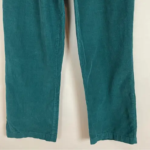 Serengeti Corduroy Pants Teal Green Women Size Medium Straight Leg Elastic Waist