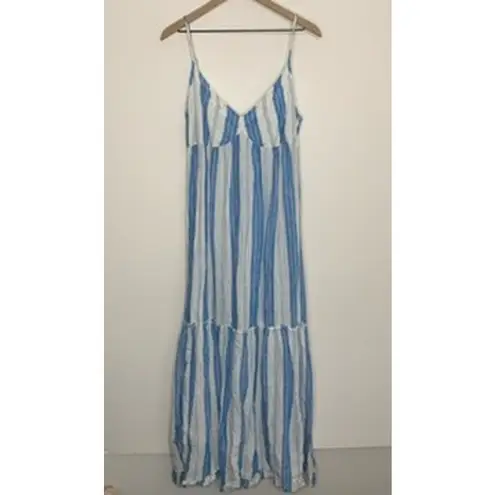 CP Shades CP Shade Free People Isabella Stripe Linen Maxi Dress Blue White Size XS Womens