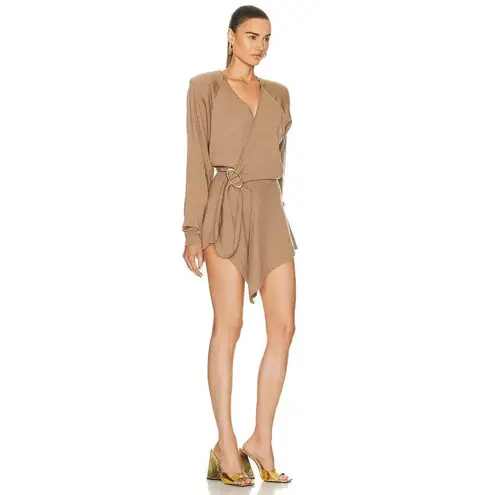 THE ATTICO Hurely Knit Sweater Mini Dress in Camel 40 New Womens long Sleeves Tan Size undefined