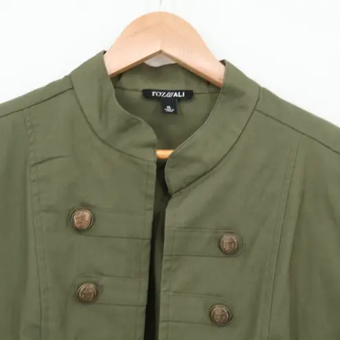 Roz & Ali Military Style Utility Jacket Womens Olive Green Navy Anchor Nautical Size XL