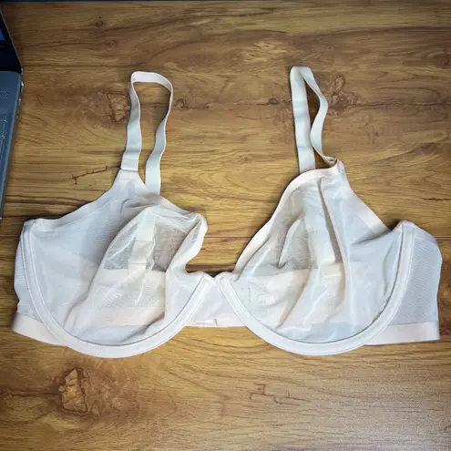 CUUP The Plunge Mesh Bra Size 38E Sand Cream Beige Sheer Underwire