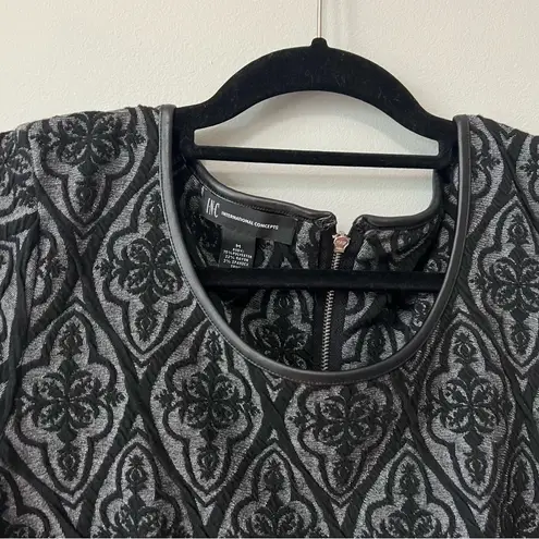 INC International Concepts Black Gray Patterned Knee Length Sheath Dress Size M Size M