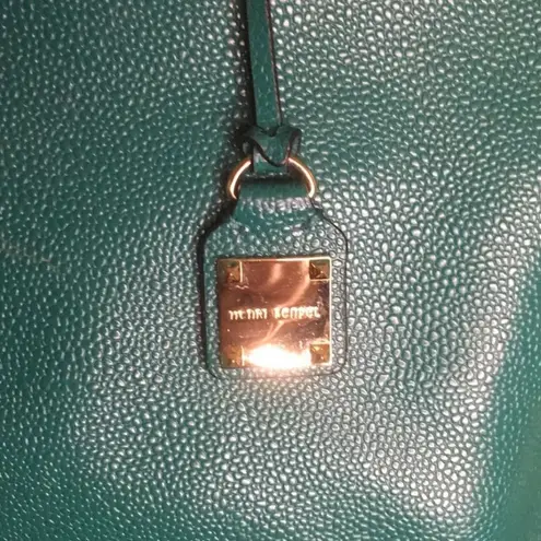 Henri Bendel CARLYLE Caviar Tumbled Teal Leather Satchel Bag with Original Strap