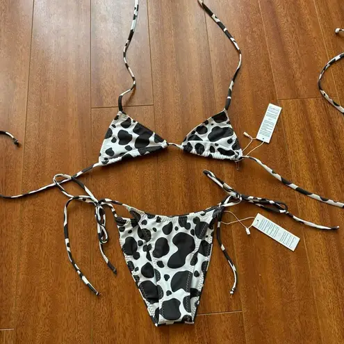 Cow print Dipped in Blue Bikini White Size XS