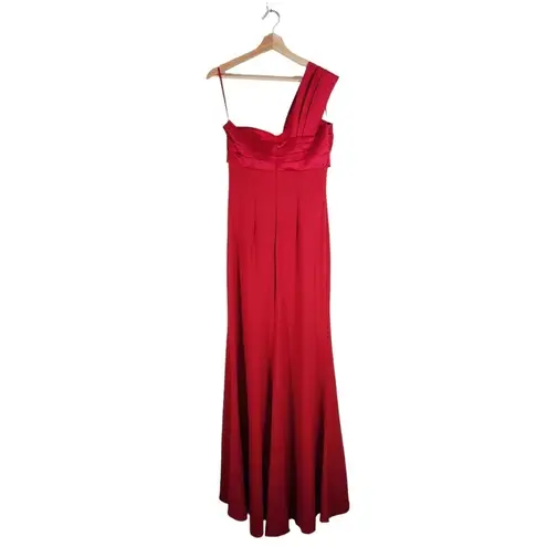 Mac Duggal One Shoulder Trumpet Formal Evening Maxi Dress Gown Red