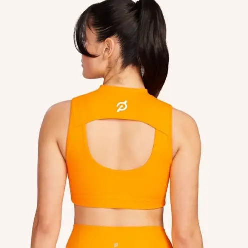 Peloton Women’s M Cadet Rib High Neck Cutout Sports Bra Bright Orange Athletic
