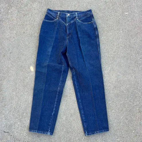 VTG 90s Rockies high rise taper ankle bareback V yoke cowgirl jeans 33" Waist Blue