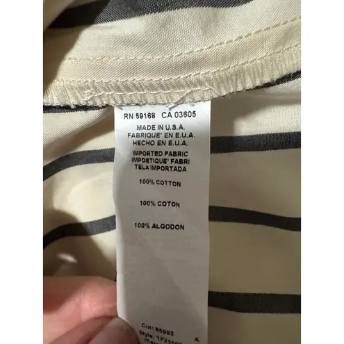 Fifteen Twenty Rilyn Stripe Cotton Shirt in Cream/Black Size L Peasant Blouse