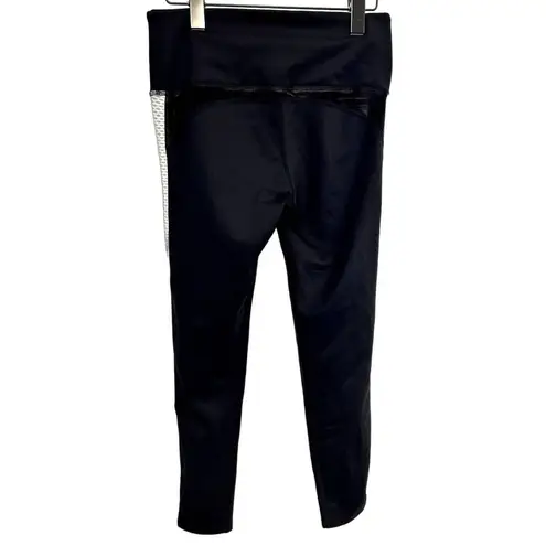 Noli Blk Womens Athletic Workout/Yoga Cropped Leggings w/ Wte Side Stripes Sz L