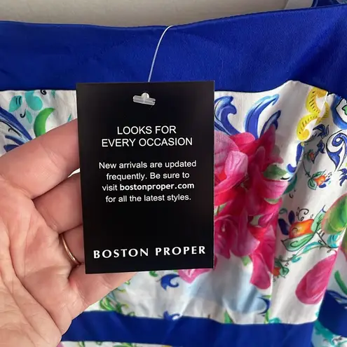 Boston Proper Capri Tiles Print Square Neck High Low Dress Multi