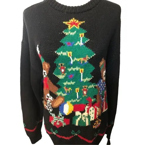 Charter Club  hand knitted vintage Christmas bear sweater novelty Size M