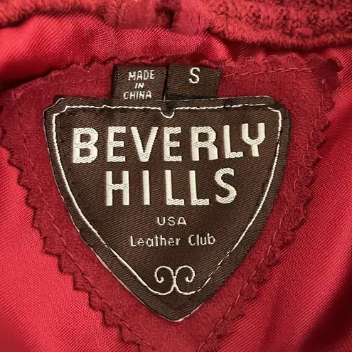 Beverly Hills Leather Club Red Zipper Sweater Small Jacket Zip Up Wool