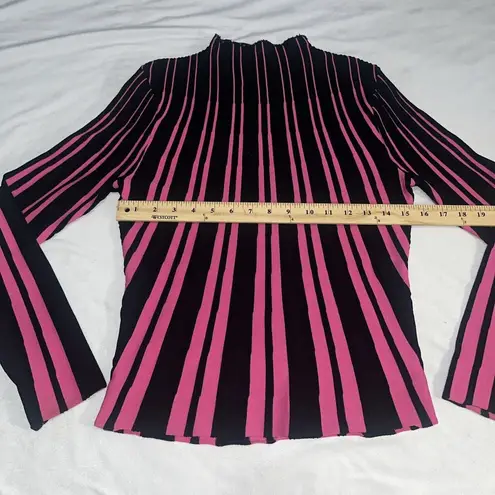 Cyrus Black Pink Mock Neck Long Sleeve Blouse M Medium Y2K