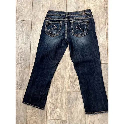 Silver Jeans Aiko Capri Cropped Denim size 28 Crop Cropped Womens Stretch Blue