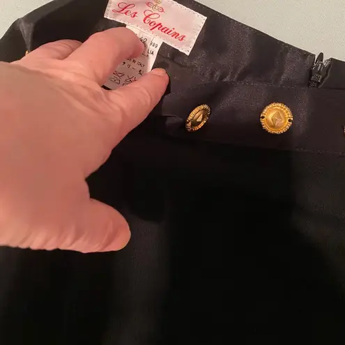 $285 New VTG Les Copains 42 4 6 Skirt Tuxedo Stripe Black Pencil Wool Gold MCM