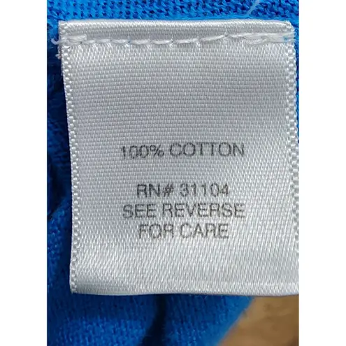 1 Madison Madison Ruffle Trim Cardigan Sweater Knit Top Blue Cotton Blend L