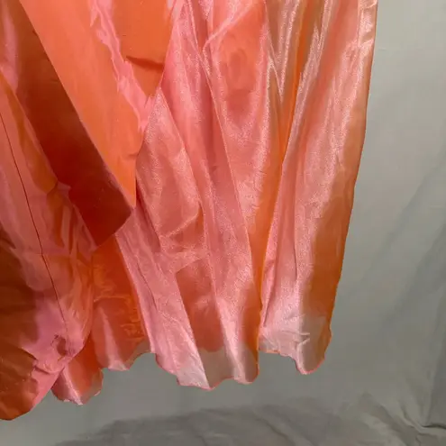 Morgan & Co Vintage Y2K Coral Prom Dress 5 Taffeta Strapless Iridescent Peach